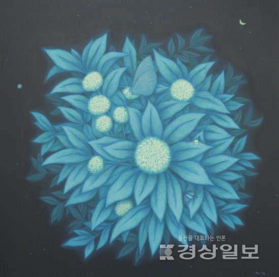 ▲ 윤은숙, 소행성 푸른별, 130x130cm, Acrylic on canvas