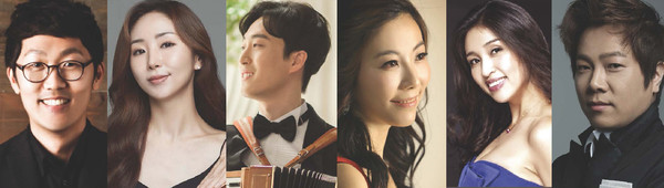 가이드 김성민, 첼로 정지은, 아코디언 이자원, 피아노 김경미, 소프라노 장유리, 바리톤 허종훈(왼쪽부터)