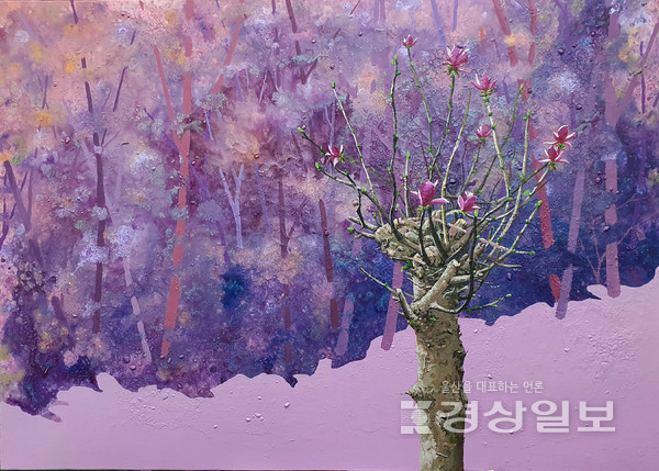 김광석 작가가 오는 13일까지 갤러리 샤츠에서 10번째 기획전 ‘자연에 스며들다’를 연다.