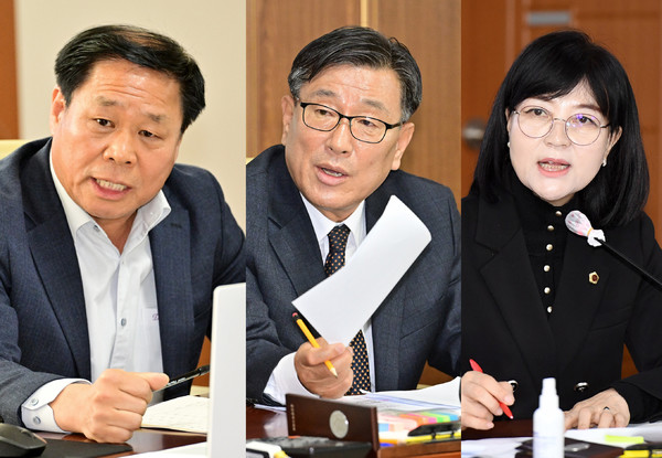 김동칠 시의원, 김수종 시의원, 천미경 시의원(왼쪽부터)