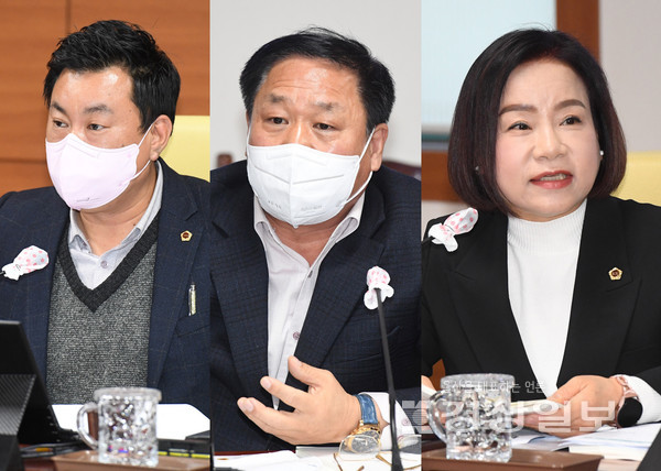 사진은 질의하고 있는 안대룡·김동칠·손명희 울산시의원(왼쪽부터).