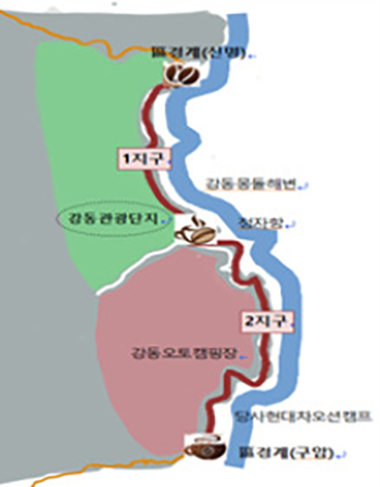 울산 북구 카페로드 위치도