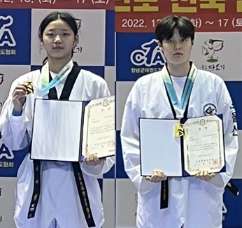 1위 단상에 오른 서여원.1위 단상에 오른 박주원.(왼쪽부터)