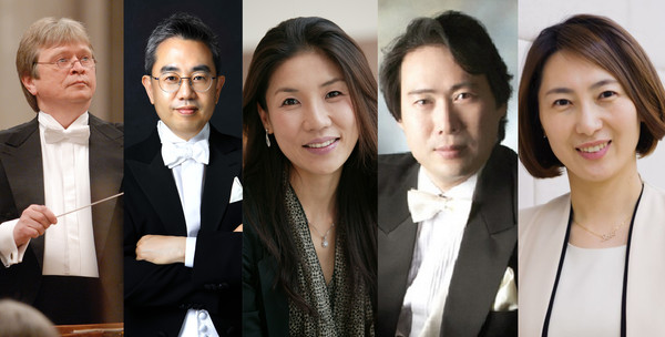 니콜라이 알렉세예프 교향악단 지휘자, 박동희 합창단 지휘자, 홍은주 무용단 예술감독·안무자, 김종규 청소년교향악단 지휘자, 조나리 청소년합창단 지휘자(왼쪽부터)
