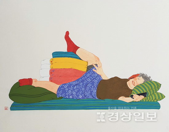 ▲ 김이란 작가의 ‘미인도-아무도 없다’, 130x97㎝ 장지에 채색.