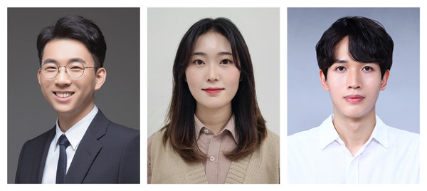 왼쪽부터 이현욱 교수, 제 1저자인 최아름·송유엽 연구원.