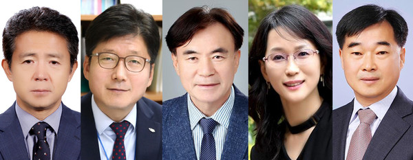 황재윤 강북지원청 교육장, 전인식 강남지원청 교육장, 김병철 체육예술건강과장, 하현숙 강북지원청 교육국장, 정동신 강남지원청 교육국장(왼쪽부터)