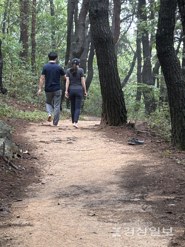 동대산 등산로에 조성된 맨발산책로. 북구청 제공