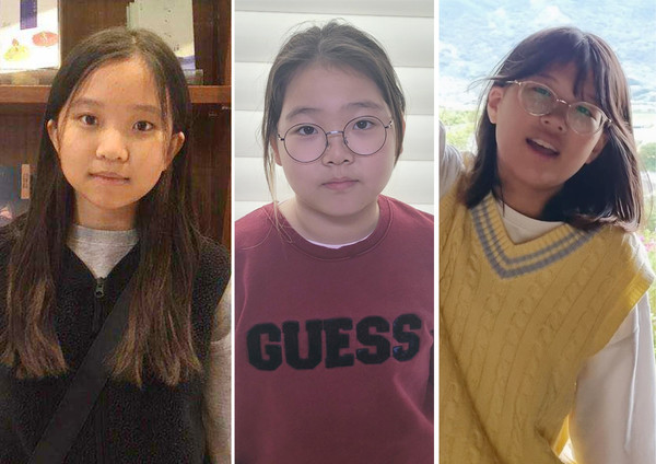 서채원 학생(최우수상), 김승효 학생(우수), 양예원 학생(우수) / 왼쪽부터