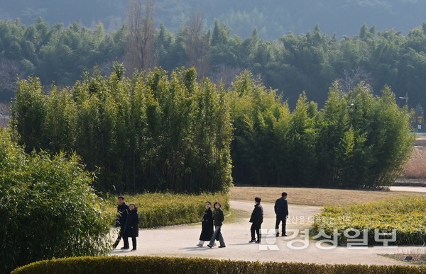 설날인 10일 봄을 연상케하는 따뜻한 날씨를 보인 가운데 울산시 중구 태화강국가정원을 찾은 시민들이 산책하고 있다. 김동수기자 dskim@ksilbo.co.kr 