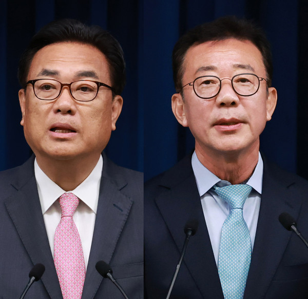 정진석 비서실장, 홍철호 정무수석(왼쪽부터)