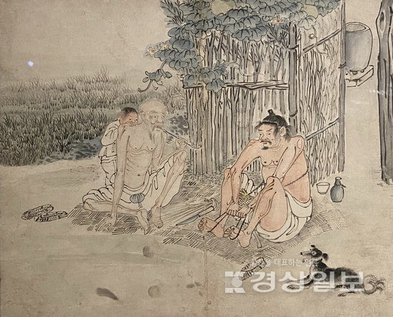▲ 김득신 ‘한여름의 짚신 삼기’ 간송미술관 제공