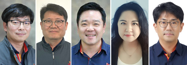박기원 본부장, 송성호 담당, 최민석 공장장, 신지선 담당, 양성훈 실장(왼쪽부터)