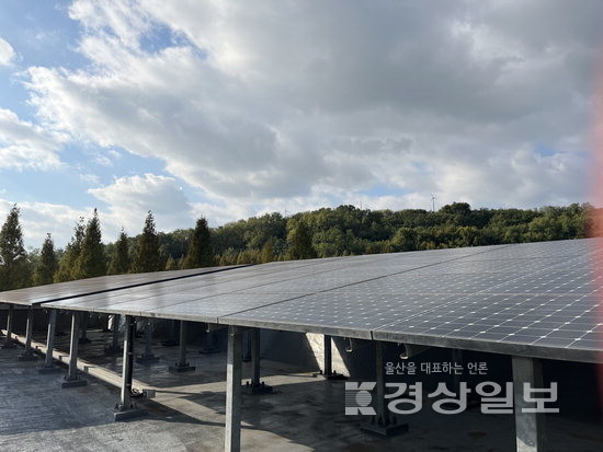 ▲ 옥상과 야외에 설치된 864개의 태양광 패널.