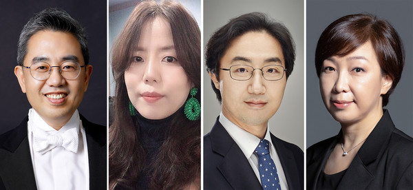 박동희 지휘자, 정윤지 아나운서, 작곡가 이현철, 작곡가 조혜영(왼쪽부터)