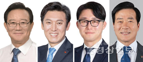 송철호 전 울산시장, 김영문 전 동서발전사장, 오상택 중구지역위원장, 박성진 남구을지역위원장(왼쪽부터)