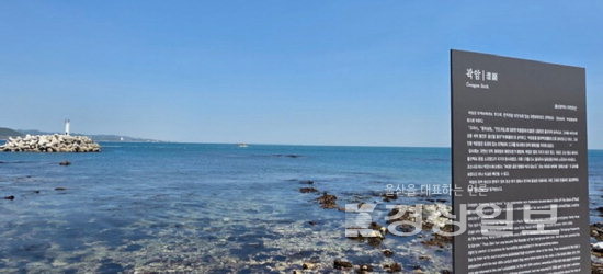 ▲ 울산은 곽소(藿所)가 위치할 정도로 미역 등 수산물이 풍부한 연안 상업의 중심지로, 이러한 경제적 조건이 왜구가 자주 침입하는 요인이 됐다. 울산 북구 강동동 판지마을 미역바위를 뜻하는 곽암(藿巖) 표지석.