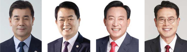 김영길 중구청장, 서동욱 남구청장, 박천동 북구청장, 이순걸 울주군수(왼쪽부터)